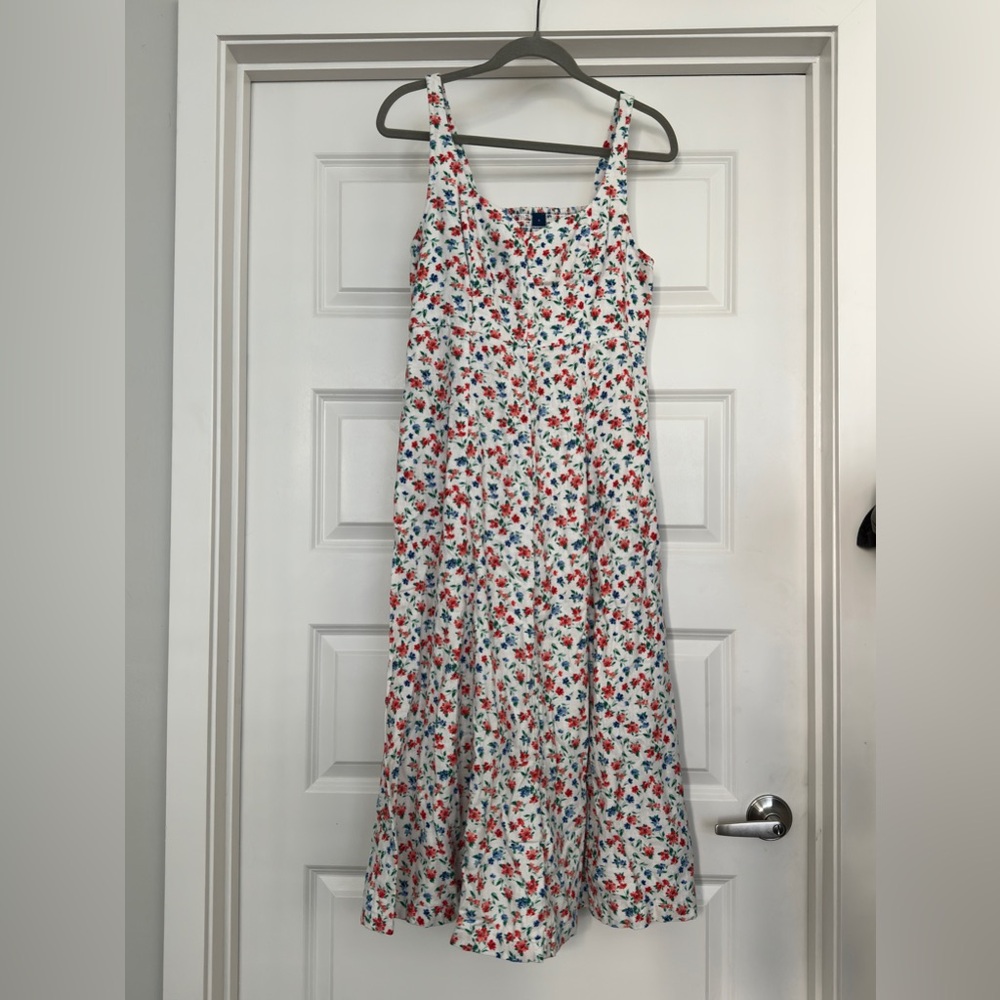 Old Navy Floral Maxi Dress - White with Red and Blue flowers